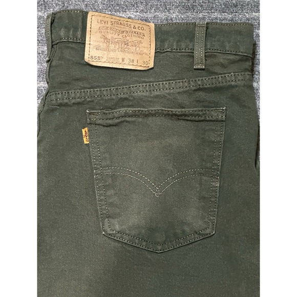 Vintage Levis Orange‎ Tab 555 Green Denim Jeans made in USA 38x30 - Picture 2 of 8